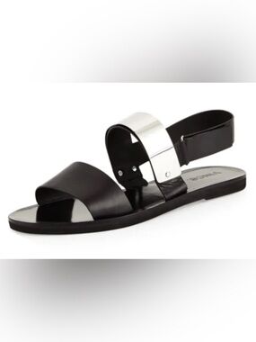 Vince Black and Metallic Silver Ciara Sandals Size 7